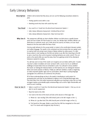 Early Literacy Behaviors Assessment Form