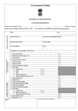 Income Tax Return Acknowledgment Form