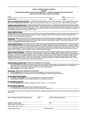 Hemet Unified School District Parent Notification Receipt