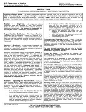 US Employment Eligibility Verification Form I-9
