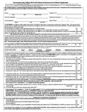 Sacramento City College Board of Governors Fee Waiver Application