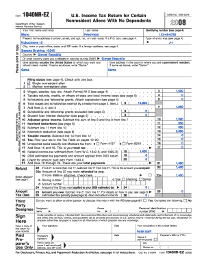 Form 1040NR-EZ US Nonresident Alien Tax Return