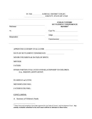 Utah Child Custody Settlement Conference Report