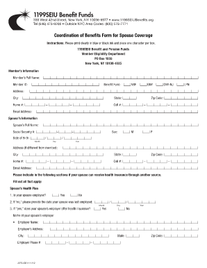 1199SEIU Spouse Coverage Coordination of Benefits Form