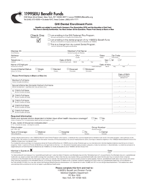 1199SEIU GHI Dental Enrollment Form