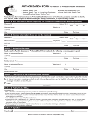 Authorization Form for Release of Protected Health Information