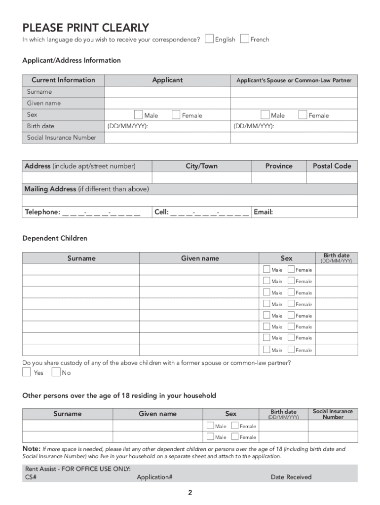rent assist application Preview on Page 1.