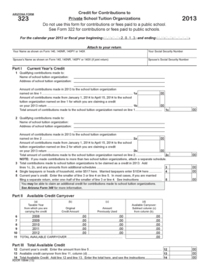 Arizona Form 323 Credit for Contributions to Private School Tuition Organizations