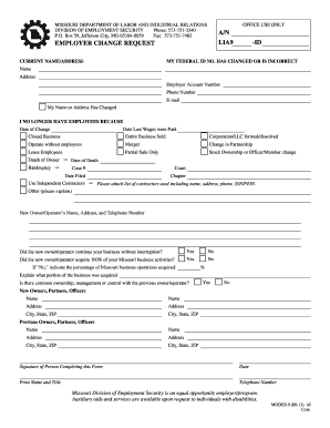 Missouri Employer Change Request Form