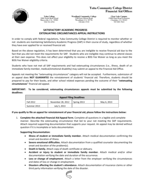 Satisfactory Academic Progress Extenuating Circumstances Appeal