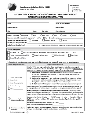 Satisfactory Academic Progress Appeal Form