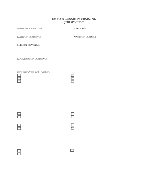 Employee Safety Training Form