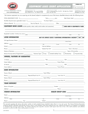 Equipment Lease Credit Application