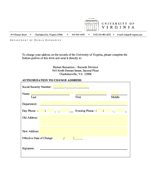 University of Virginia Address Change Form