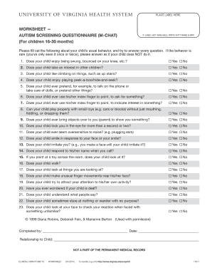 Autism Screening Questionnaire M-CHAT