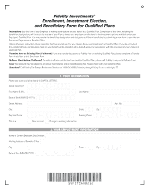 Fidelity Investments Enrollment and Beneficiary Form