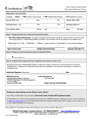 TRICARE One-Time Credit Card Payment Request Form