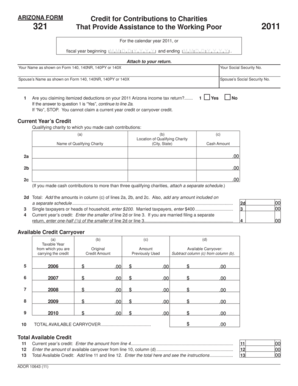 Arizona Form Credit for Contributions to Charities