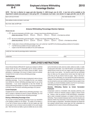 Arizona Employee’s Withholding Form A-4