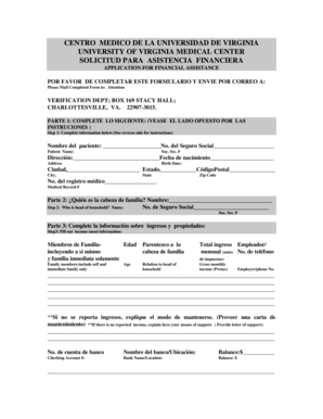 University of Virginia Medical Center Financial Assistance Application