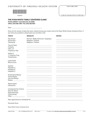 Medical Test Results Form