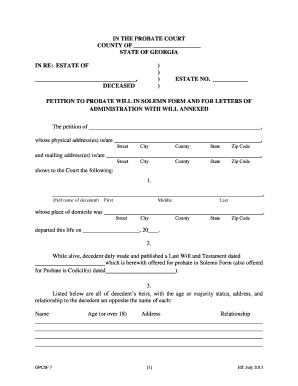 Petition to Probate Will in Solemn Form