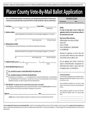 Placer County Vote-By-Mail Ballot Application