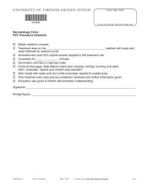 PDT Procedure Checklist