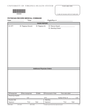 University of Virginia Health System Medical Transport Form
