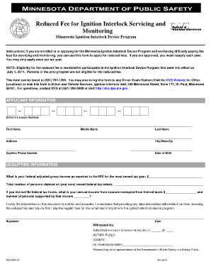 Minnesota Ignition Interlock Reduced Fee Application