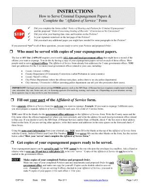 Minnesota Criminal Expungement Affidavit of Service Form