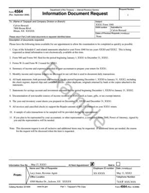 IRS Form 4564 Information Document Request