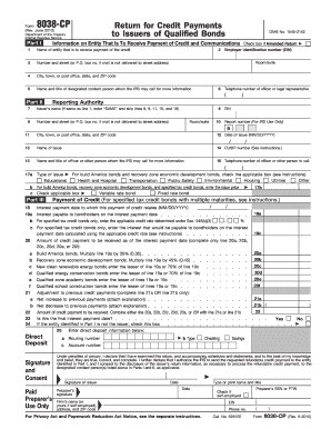 Form 8038-CP Return for Credit Payments