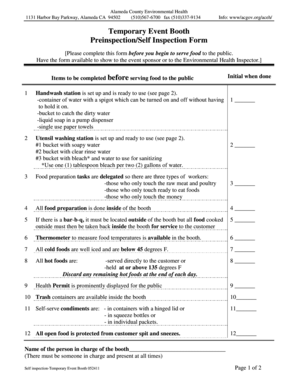 Temporary Event Booth Preinspection Form