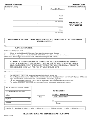 Minnesota Court Order for Disclosure