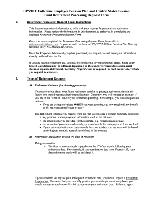 UPS/IBT Full-Time Employee Pension Plan Retirement Processing Request Form