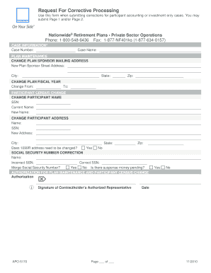 Request For Corrective Processing