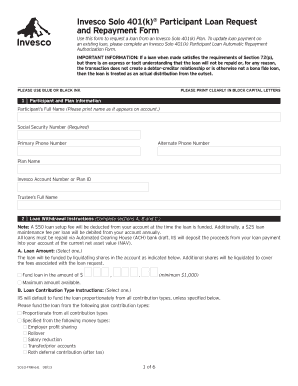 Invesco Solo 401(k) Participant Loan Request Form