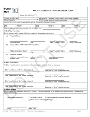 Multi-State Branch Office Licensure Form
