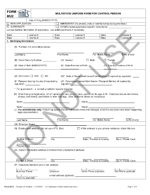 Multistate Uniform Form for Control Person MU2