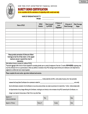 New York Surety Bond Certification