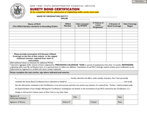 New York Surety Bond Certification