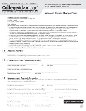 CollegeAdvantage 529 Savings Plan Account Owner Change Form