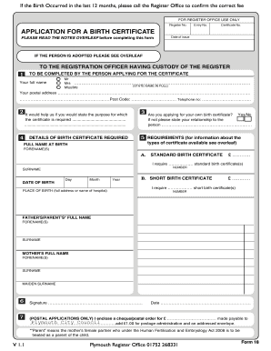 UK Birth Certificate Application