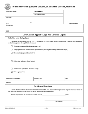 Missouri Civil Case Appeal Request