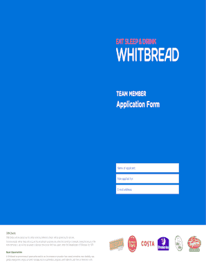 Whitbread Team Member Application Form