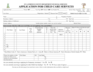 St. Lawrence County Child Care Services Application