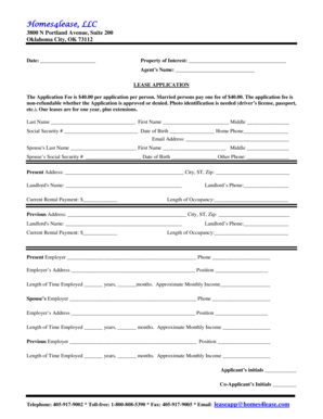 Oklahoma Lease Application Form