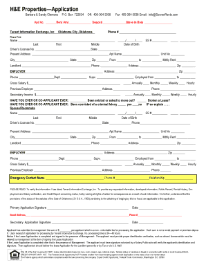 Oklahoma Rental Application Form