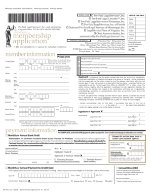 Pre-Paid Legal Services Membership Application